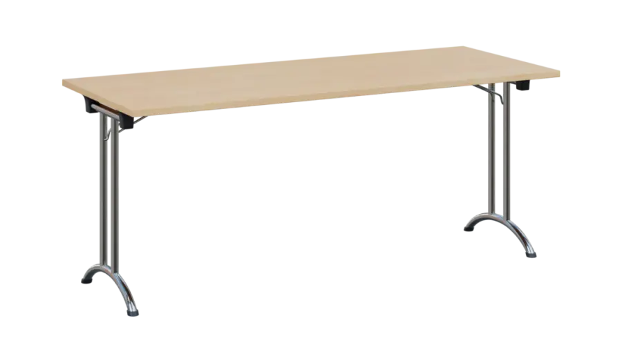 SLC 180 chrom skládací jednací stůl 1800x700, deska 25 mm, podnož chrom, deska bříza světlá